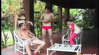 Two guys fuck their slutty outsides, then get deep rear action