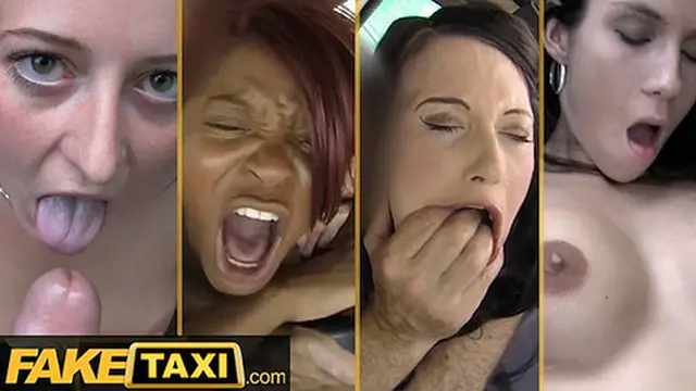 Fake Taxi Cumshot Compilation with ebony MILF, facials, creampie, doggy style and cumming on pussy