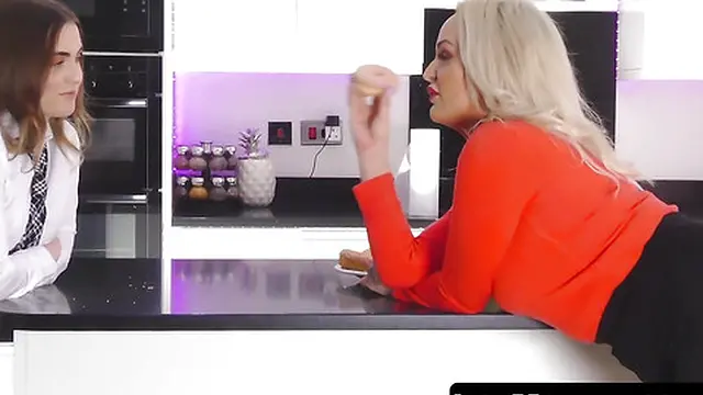 Petite stepdaughter Lola Rae DILDO FUCKS her stepmom Louise Lee