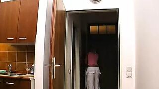 Sexy German chicks gettin' nailed by dual dongs in livin' room