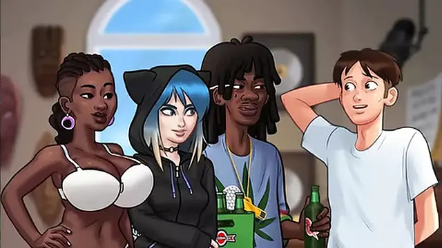 Summertime Saga - Charming African MILF Craves Huge Meaty Tit Dark MILF Tries White Dong - Miss Dewitt Sex Scenes