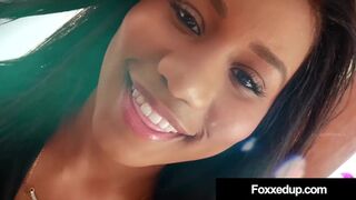 Dark Young Jenna Foxx Gets Off & Rubs Twat In Black Lingerie