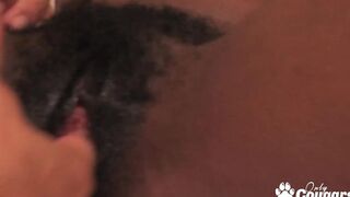 Ninaa Devon gets her hairy cunt jizzed after ride on cock