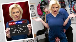 Sexy blonde nurse busted stealing scrubs and tampons - gets her MILFY on!