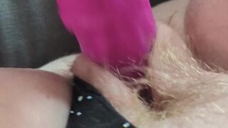Big Tits BBW masturbating with huge dildo and magic wand