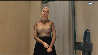 I really want to fuck, will you fuck me in the fitting room? Young blonde shows big tits in the fitt