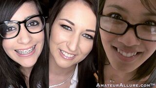 Fresh-faced cuties Sky, Angelina Chung & Alexis Grace slurp cum galore, debutantes!