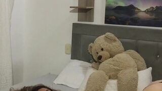 I kiss my neighbor's tits, I touch her pussy and we fuck in scissors in her bedroom