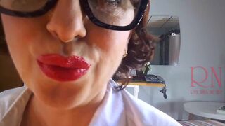 Office Obsession —  The naked secretary in the office puts on nylon —  underwear —  stockings —  office 11
