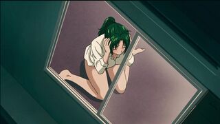 Girl Masturbates and Swallows Neighbor's Cock with Her Hairy Pussy