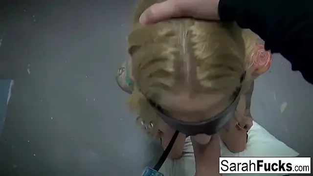 POV BJ with blindfolded Milf hottie Sarah Jessie