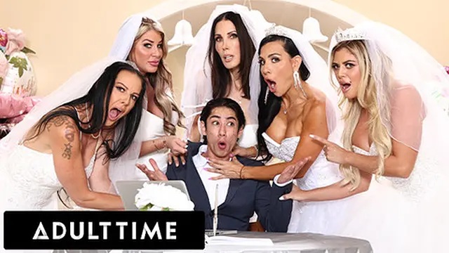 Reverse Gangbang with MILF Brides!