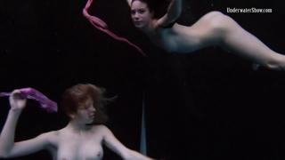 Slutty siblings sneak a peek at their nubile bodies next to the community pool