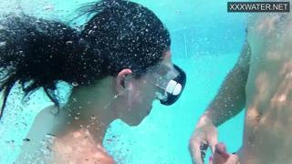 Deep dive, double trouble, dripping cum in scorching hot, sweaty, splashy sex extravaganza