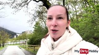Outskirts Whore Fucks Some Dude Outdoors, Then Cums All Over
