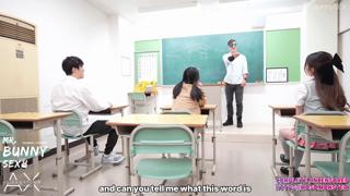 Oh, Mr Bunny? Moso-009: 4P Frenzy in the Classroom with Fresh Meat