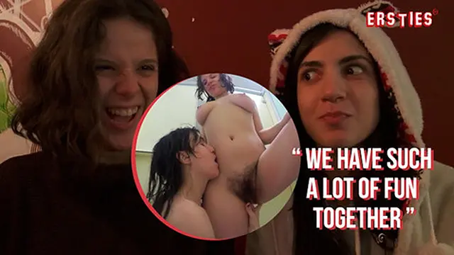 Ersties - Agave and Magena explore their hairy pussies in locker room