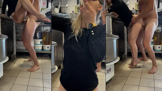 Raw &mdash;  reckless sex in a pizzeria stockroom with a stranger′s pounding cock🍆