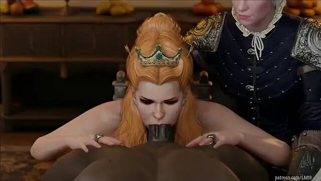 Thirsty lovely mouth sucks huge black cock in wet, wild threesome